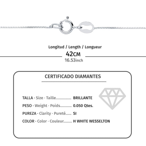 18K Gargantilla Cruz 8.5x6.5mm11 Diamantes 0.05Qt.Cadena Veneciana 45cm G-Vs2