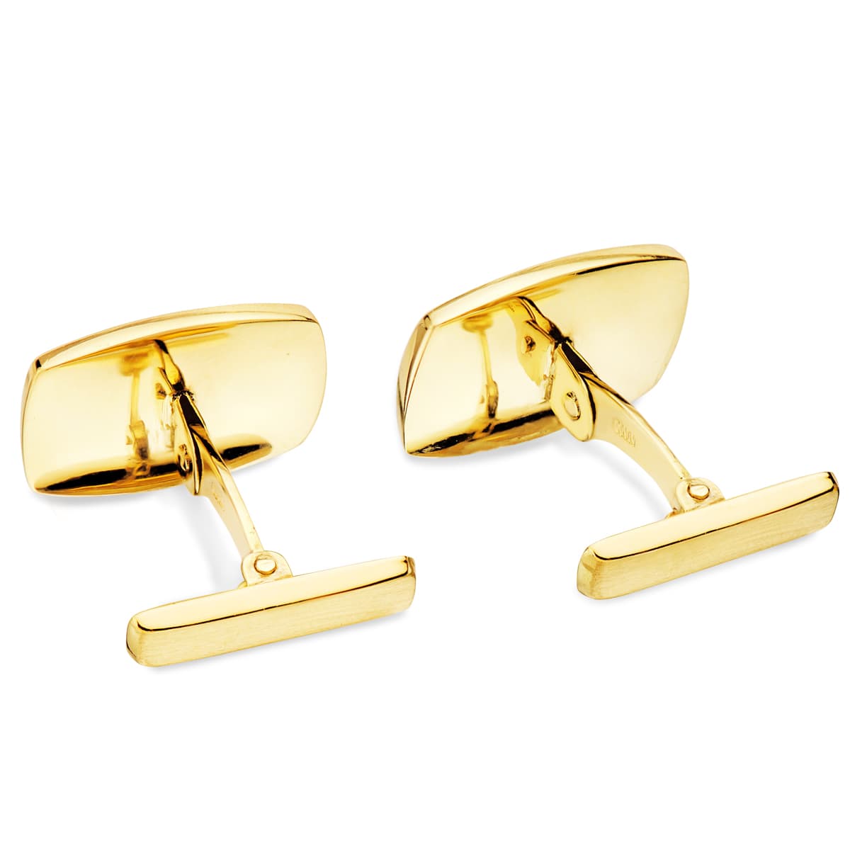 18K Yellow Gold Cufflinks Barrel Matte and Shine 17x13 mm Rigid Oscillating Closure