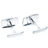 18K White Gold Cufflinks Matte and Shiny Barrel 17x13 mm Rigid Swinging Clasp