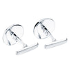 18K White Gold Round Cufflinks with Mother of Pearl 15 mm Rigid Swing Clasp