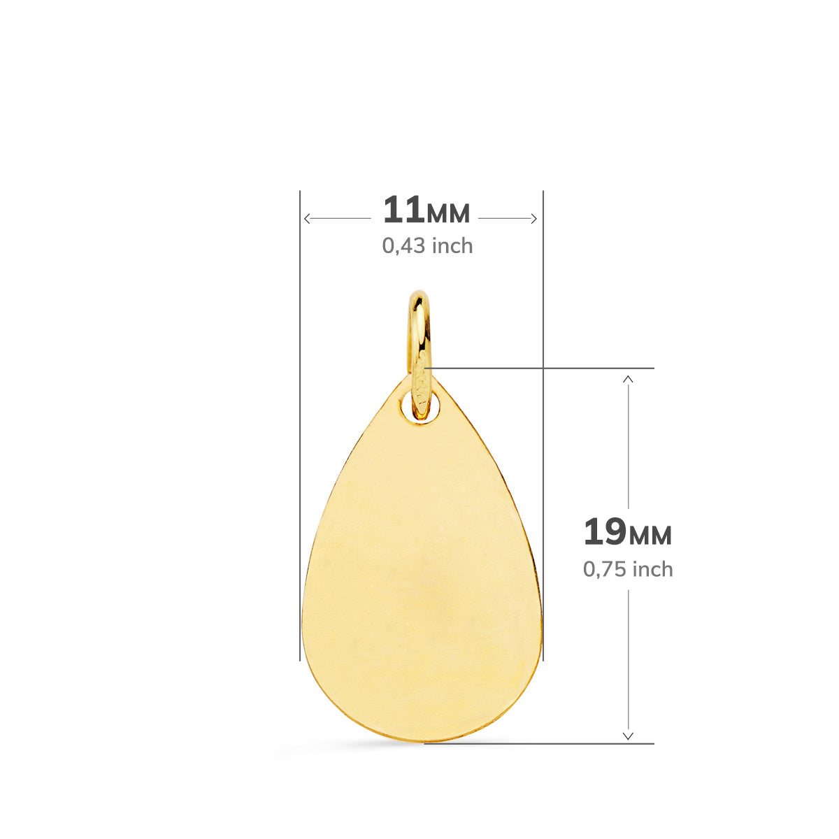 18K Medaille Tropfen Junge der Stunde mit Uhr Glanz und Matt 19x11 mm