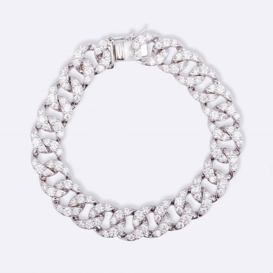 Silver and Pavé Chain with White Zirconia