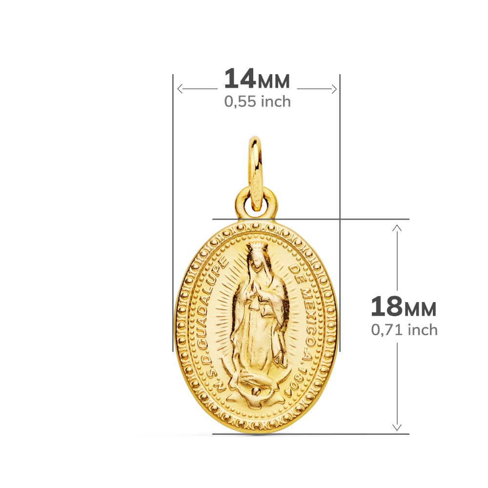 18K Oval Virgin of Guadalupe Medal 18x14 mm
