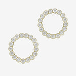 Pendientes cortos círculo color blanco bañados en oro