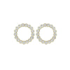 Pendientes cortos círculo color blanco bañados en oro