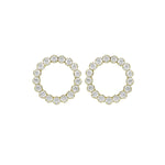 Pendientes cortos círculo color blanco bañados en oro
