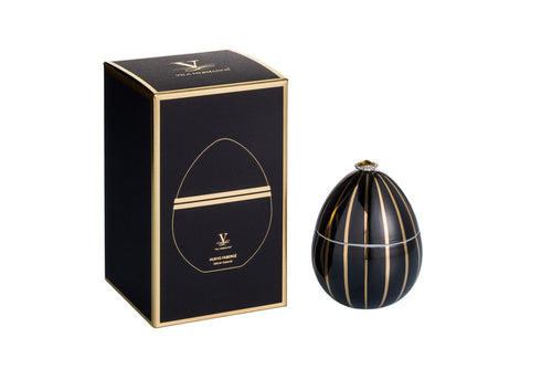 Vela Decorativa Huevo Negro con raya de oro