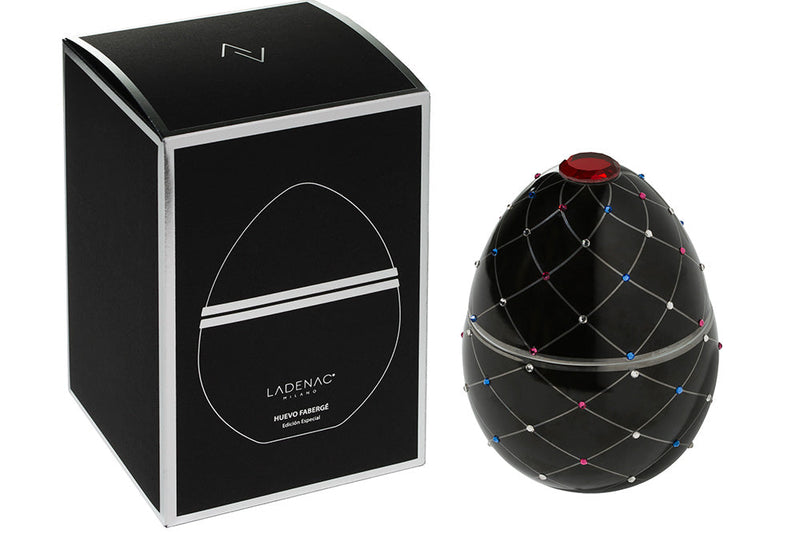 Vela Decorativa Huevo Negro Premium con Raya de Plata