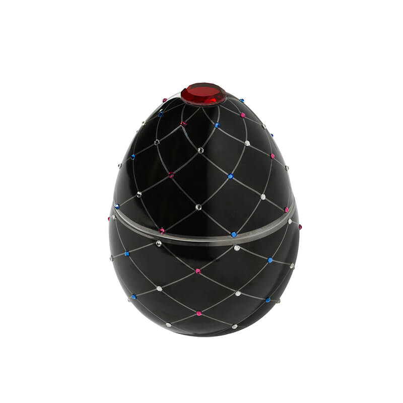 Vela Decorativa Huevo Negro Premium con Raya de Plata
