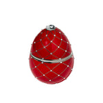 Vela Decorativa Huevo Rojo con Raya de plata