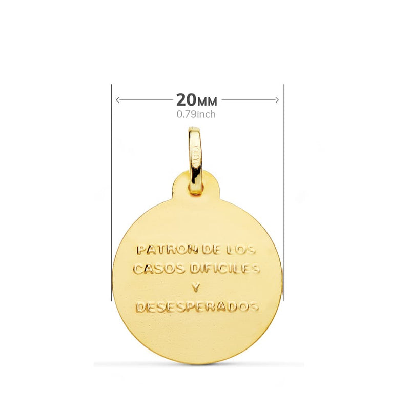 18K Medalla San Judas Tadeo Bisel 20 mm