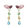 Pendientes largos lágrima color multicolor bañados en oro