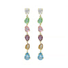 Pendientes largos lágrima color multicolor bañados en oro