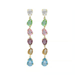 Pendientes largos lágrima color multicolor bañados en oro