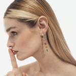 Pendientes largos lágrima color multicolor bañados en oro