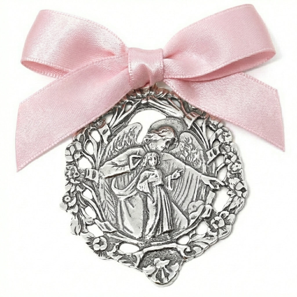 Medalla de Cuna Plata Ángel de La Guarda Calado