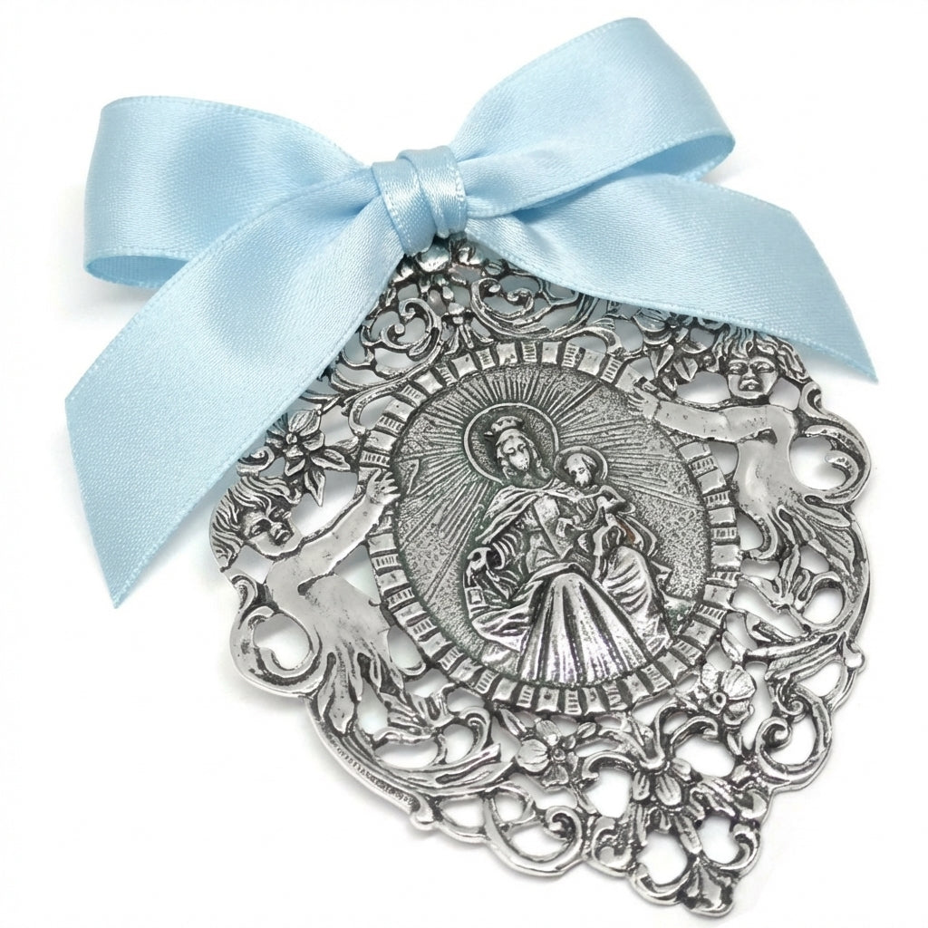 Medalla de Cuna Virgen del Carmen Grande en Plata 925