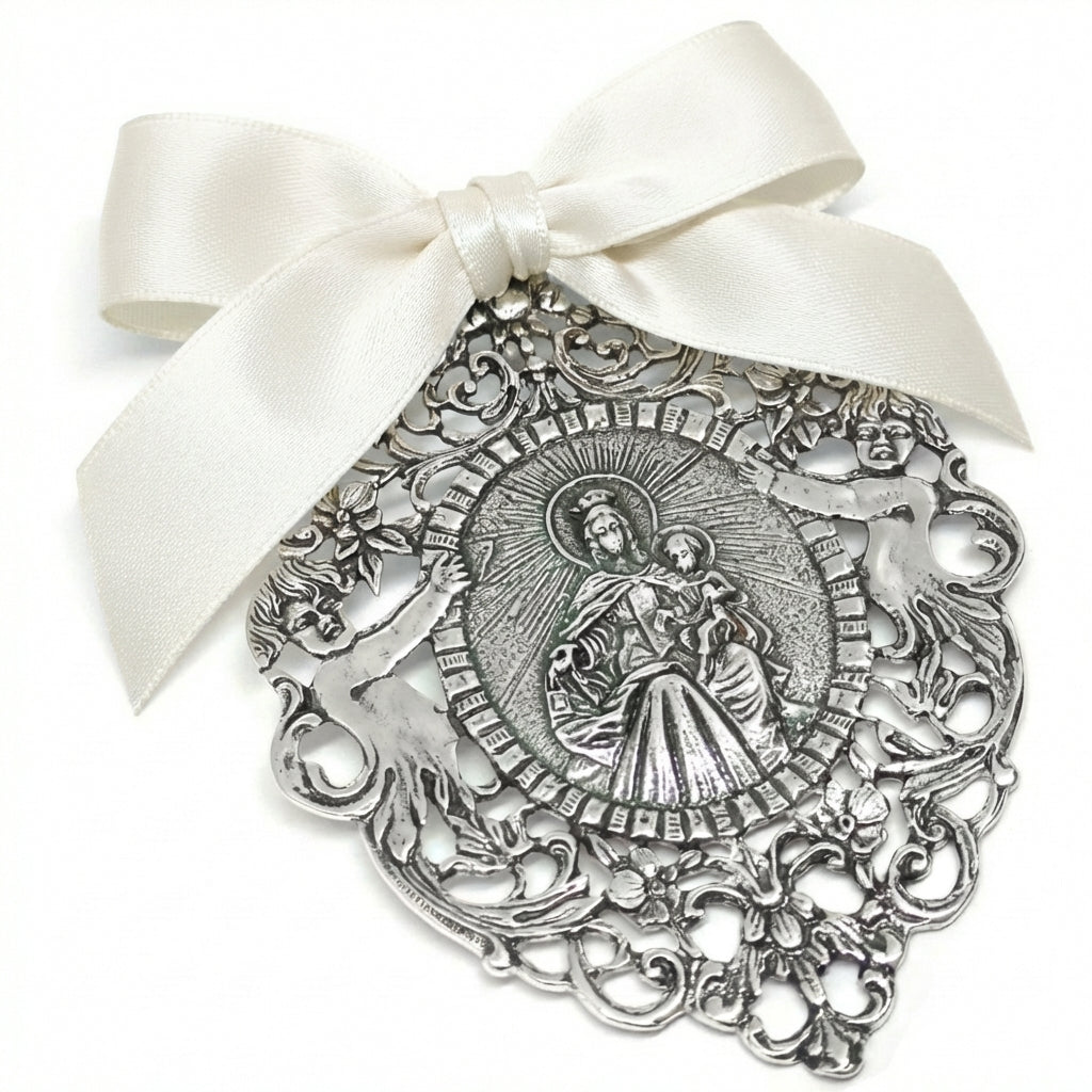Medalla de Cuna Virgen del Carmen Grande en Plata 925