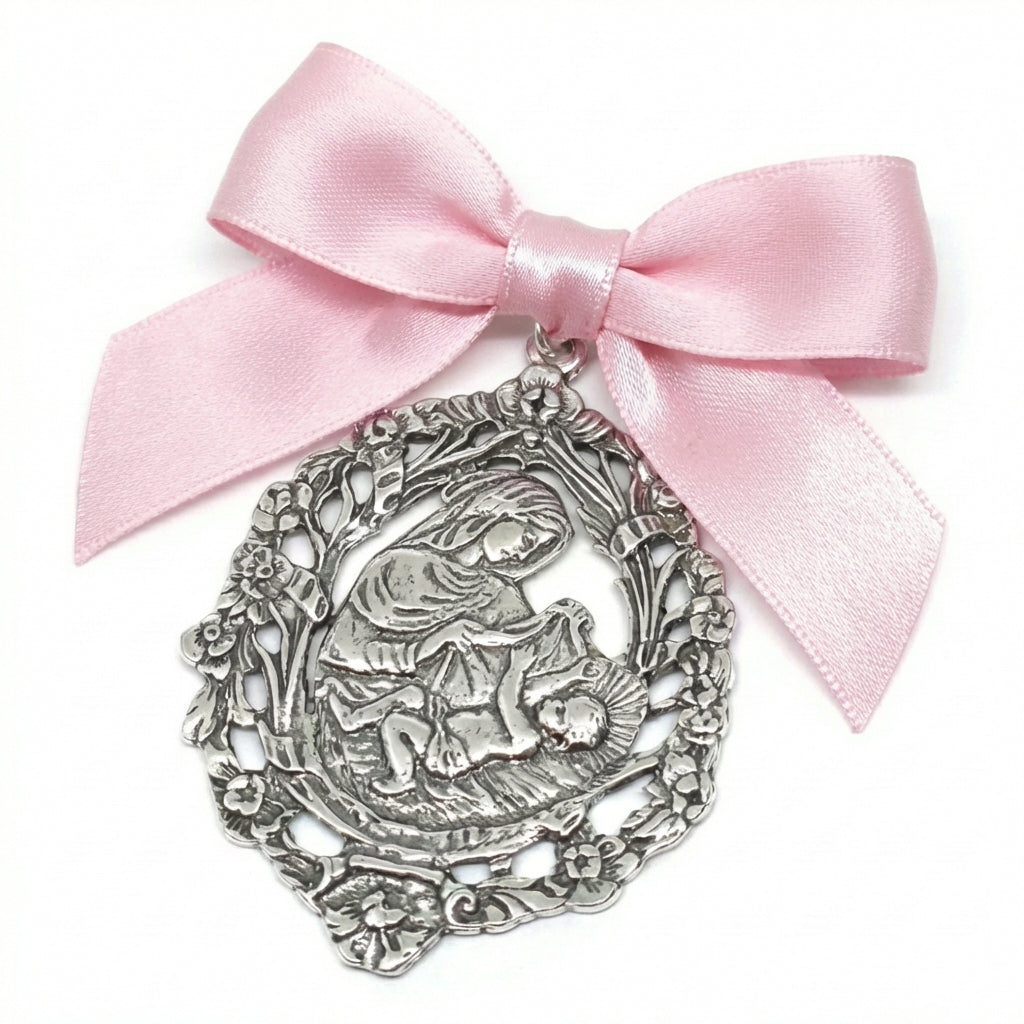 Medalla de Cuna Plata Virgen María Calada