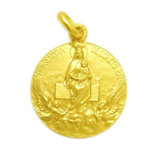 18K Medalla Oro Amarillo Nuestra Señora de Loreto 16 mm