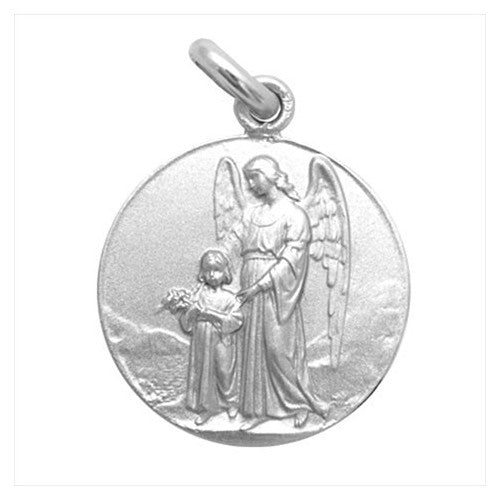 Antique silver Guardian Angel medal 20 mm