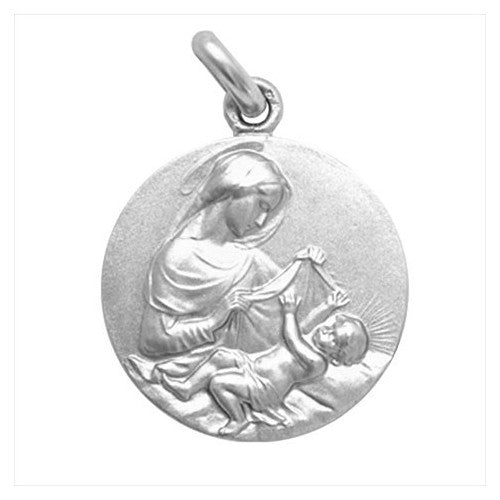 Medalla plata Virgen Madre 18 mm