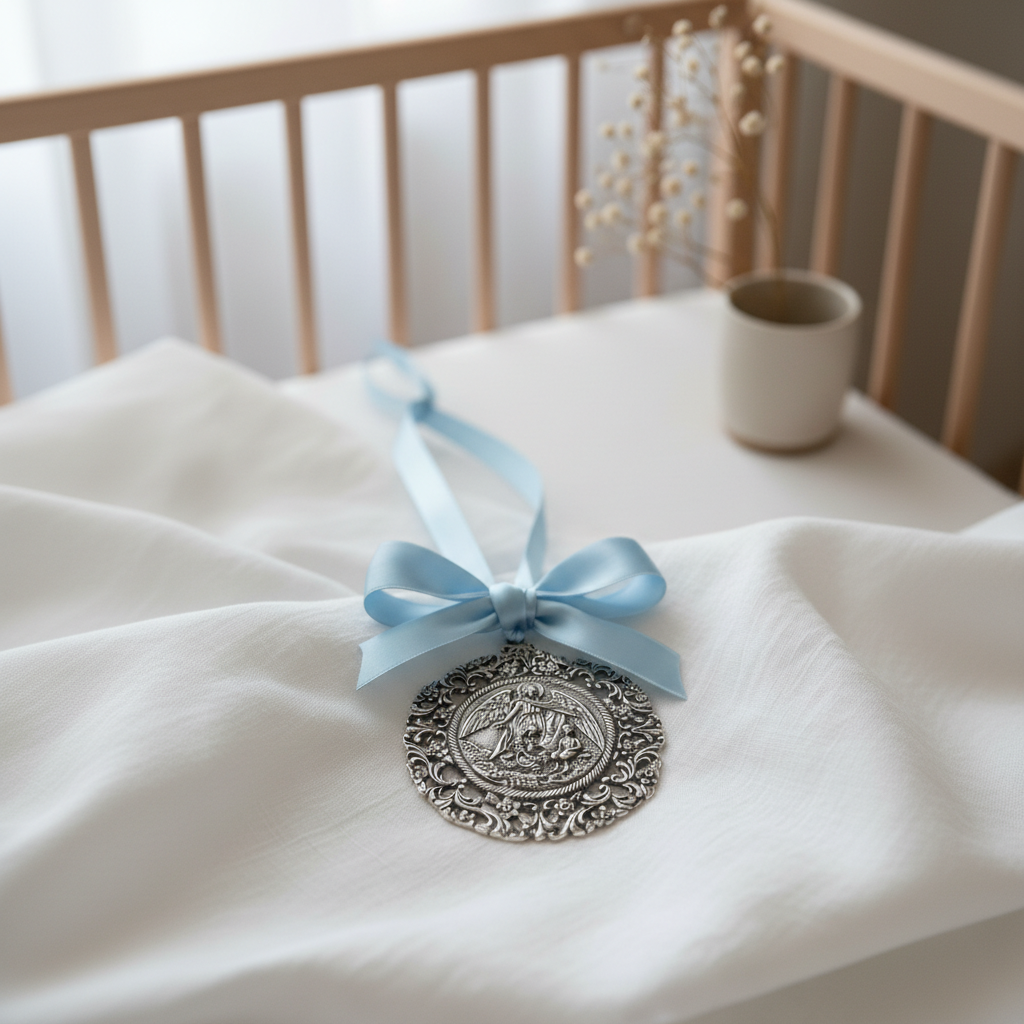 Medalla de Cuna Plata Ángel de La Guarda