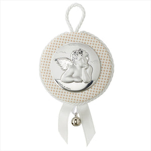 Silver Angel Raphael Crib Medallion with Bell 