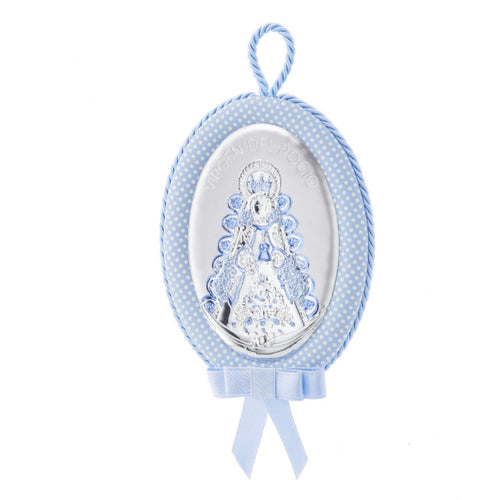 Medallón de Cuna Plata Ovalado Virgen del Rocío