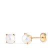 18K Yellow Gold Earrings 4 Prongs 4mm Pearl. Nut Closure