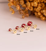18K Yellow Gold Coral Earrings 4x4 Mm Nut