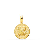 18K Yellow Gold Medusa Medal With Nuanced Greca Border 15 mm