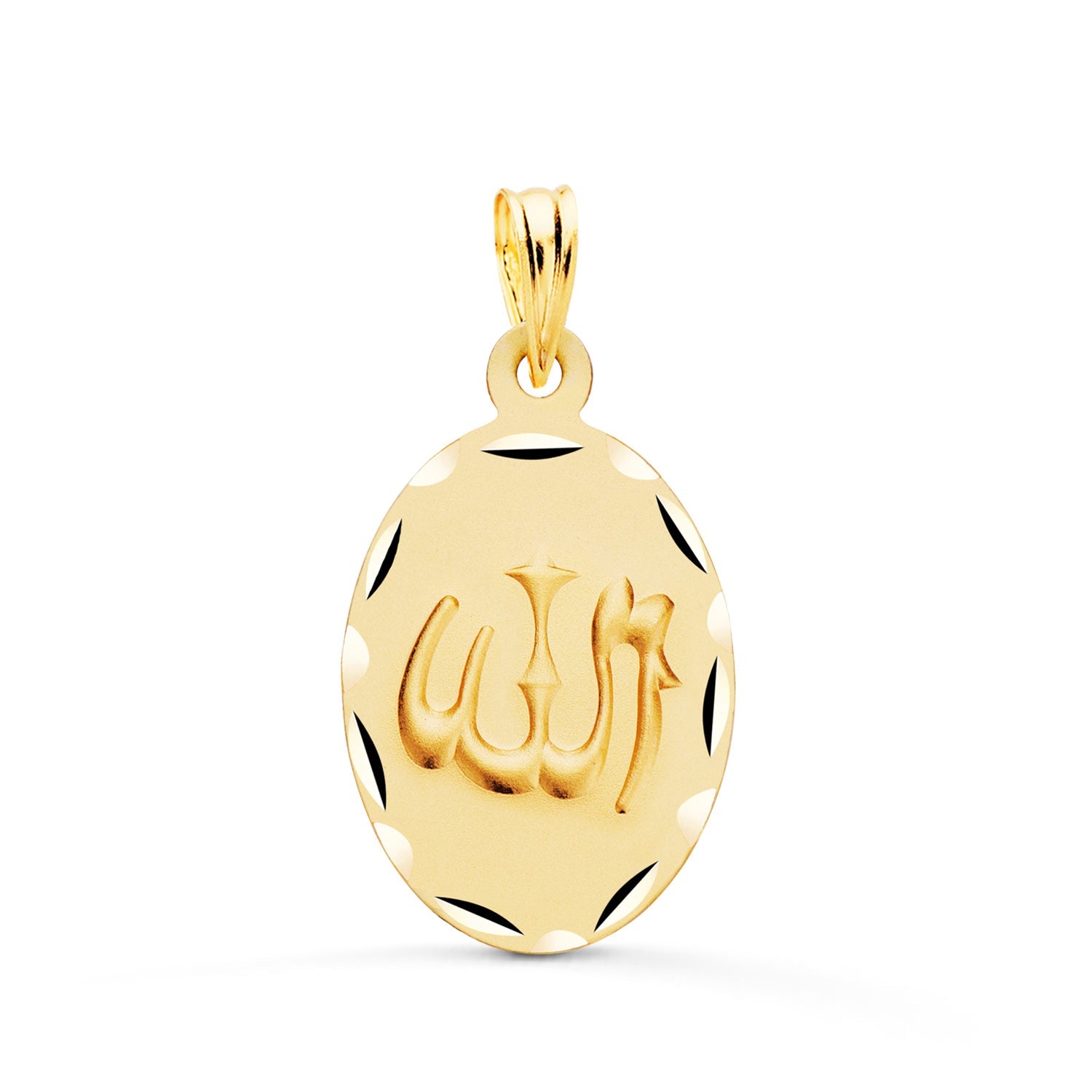 18K Yellow Gold Medal Wing Is Large Oval Carved And Matte 22X14 Mm