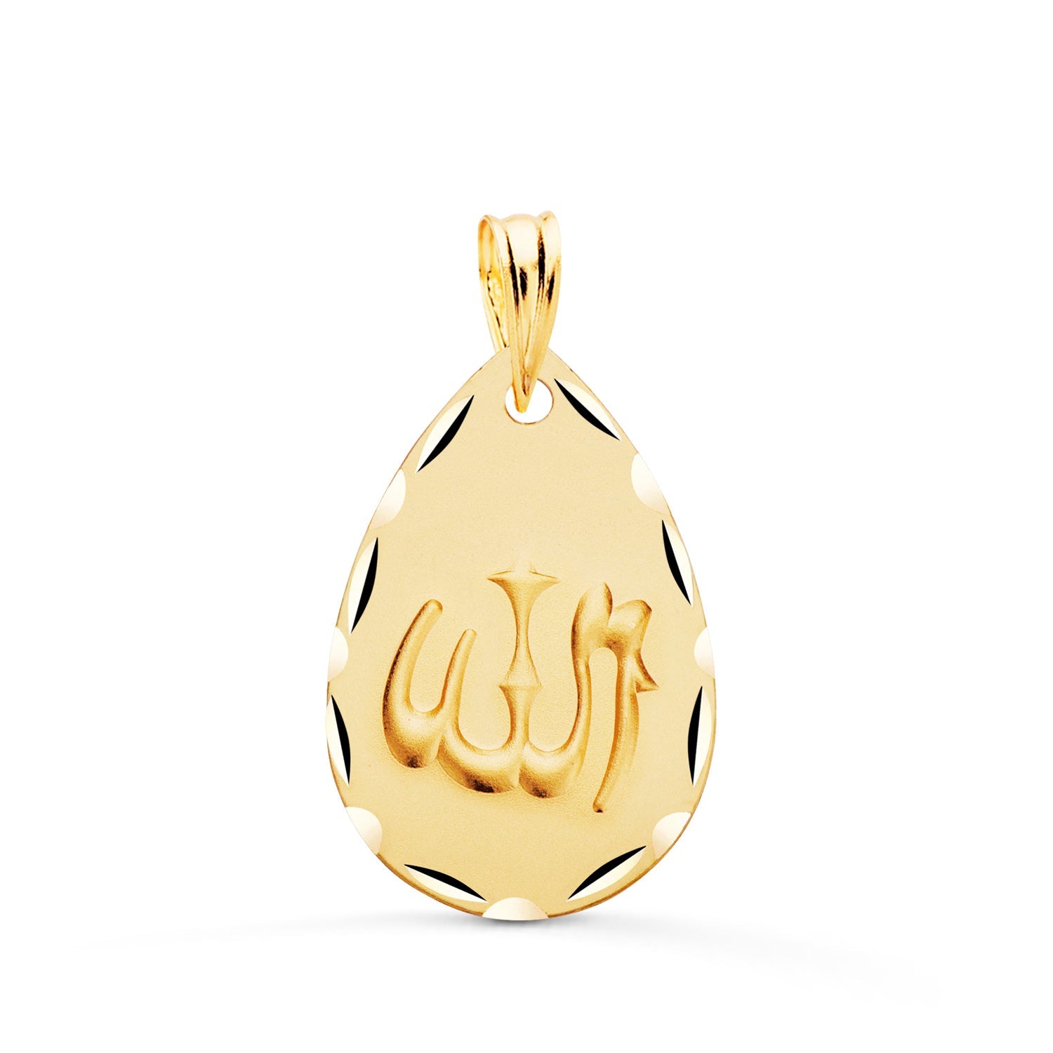 Medaglia in oro giallo 18K ala è grande ovale intagliata e satinata 22X14 mm