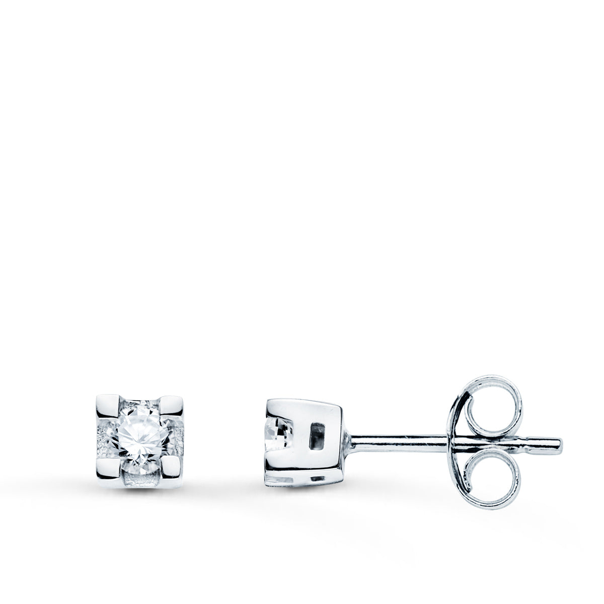 18K White Gold Earrings With Diamonds Brilliant Cut 0.20 Cts. Si-H