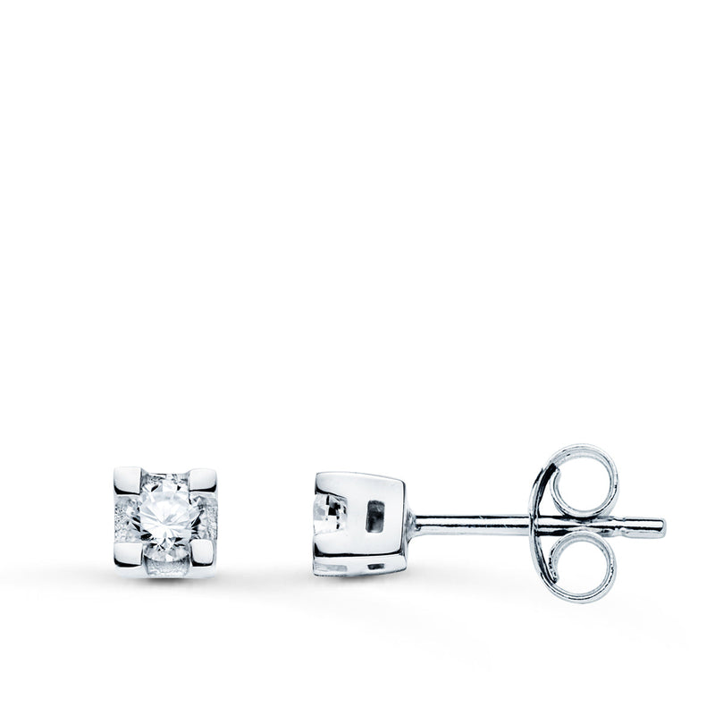 Boucles d'oreilles en or blanc 18 carats avec diamants taille brillant 0,20 Qts. Si-H