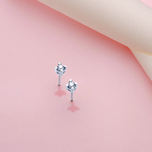 18K Pendientes Oro Blanco Con Diamantes Talla Brillante 0.20 Qts. Si-H