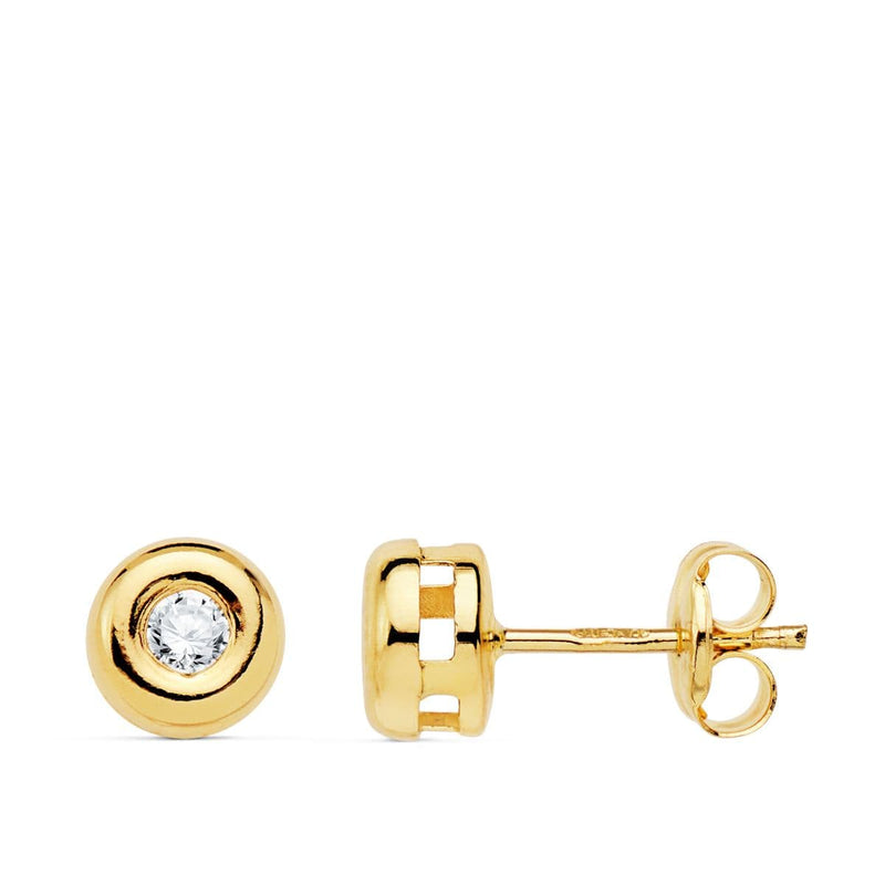 18K Yellow Gold Chaton Diamond Earrings 0.200 Qts. Pressure