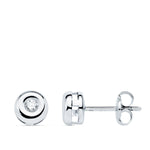 18K Diamond Chaton Earrings 0.100 Qts. G-Vs2. Pressure Closure