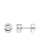 18K White Gold Chaton Diamond Earrings 0.140 Qts Vs2-G. Pressure