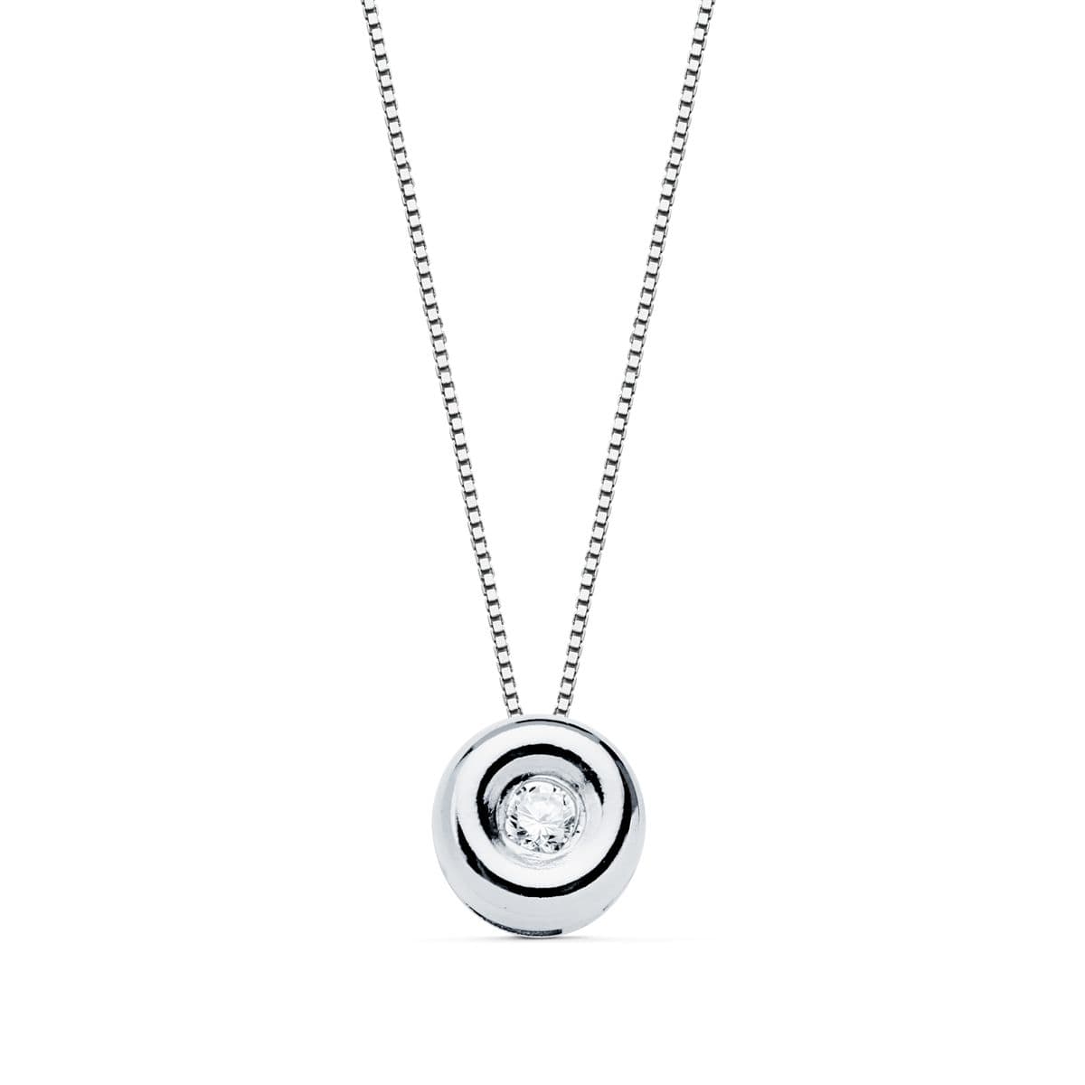 18K White Gold Choker Chaton Diamond 0.020 Carats G-Vs2. Chain 42 cm