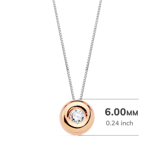 18K Gargantilla Oro Rosa Chaton Diamante 0.050 Qts. G-Vs2 Cadena 42 cm