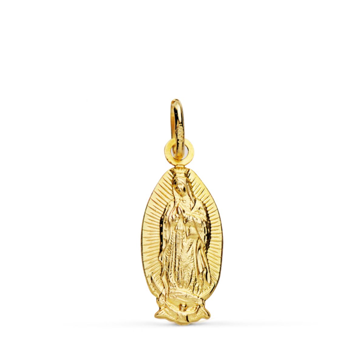18K Pendant Virgin of Guadalupe Oval Silhouette 16 mm