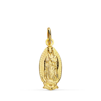 18K Colgante Virgen De Guadalupe Silueta Oval 16 mm