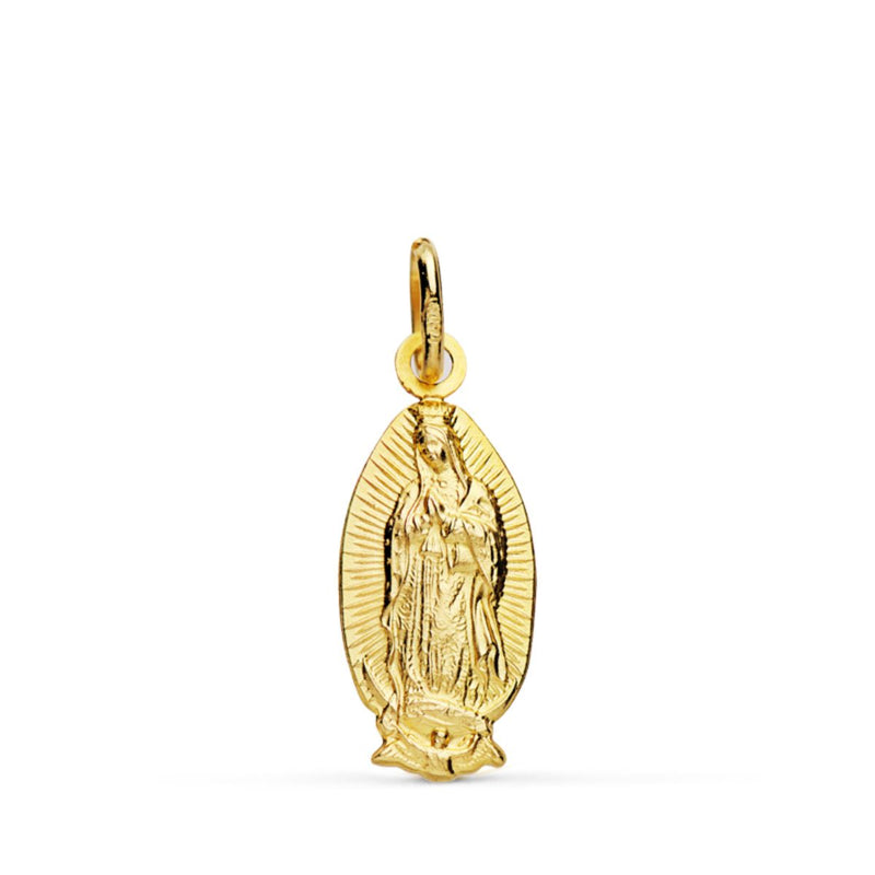18K Virgin of Guadalupe Pendant Oval Silhouette 16 mm