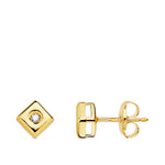 18K Pendientes Chaton Cuadrado Diamantes 0.030 Qts. Presion. G-Vs2