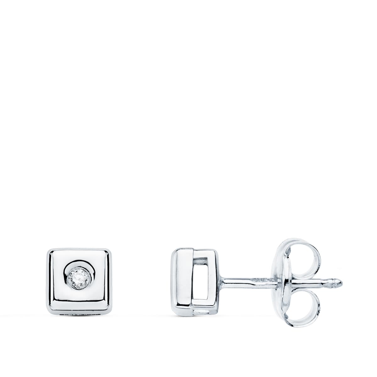 18K Square Chaton Earrings Diamonds 0.030 Qts. Pressure. G-Vs2