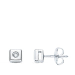 18K Square Chaton Diamond Earrings 0.030 Qts. Pressure. G-Vs2