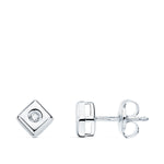 18K Square Chaton Diamond Earrings 0.030 Qts. Pressure. G-Vs2
