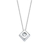 18K Gargantilla Oro Blanco Chaton Rombo Diamante 0.020 Qts. G-Vs2. Cadena 42 cm
